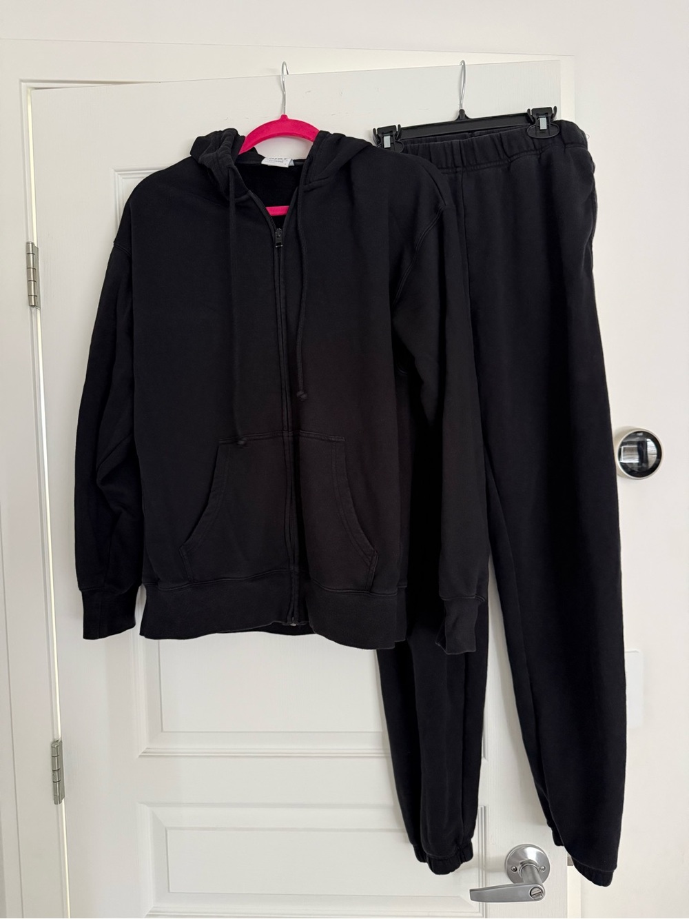 TNA Airy Fleece Boyfriend Zip Hoodie & sweatpants in Black size S -oversized fit
